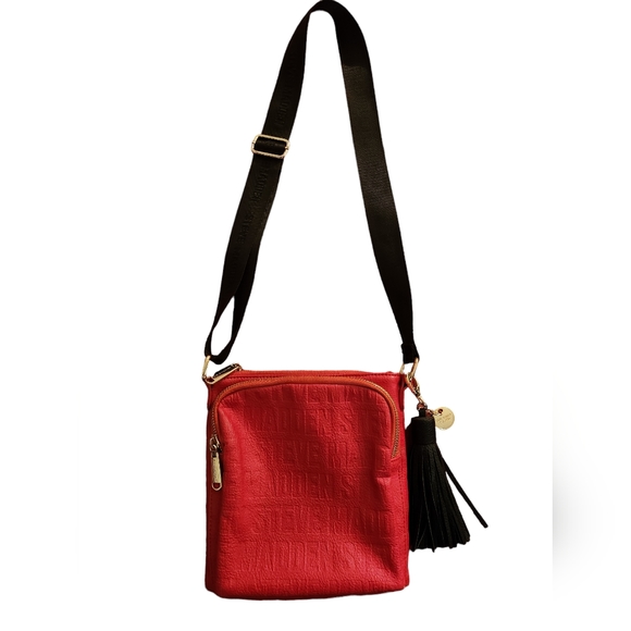 Steve Madden Messenger Bag In Red & Black with Gold Accents - Picture 12 of 13